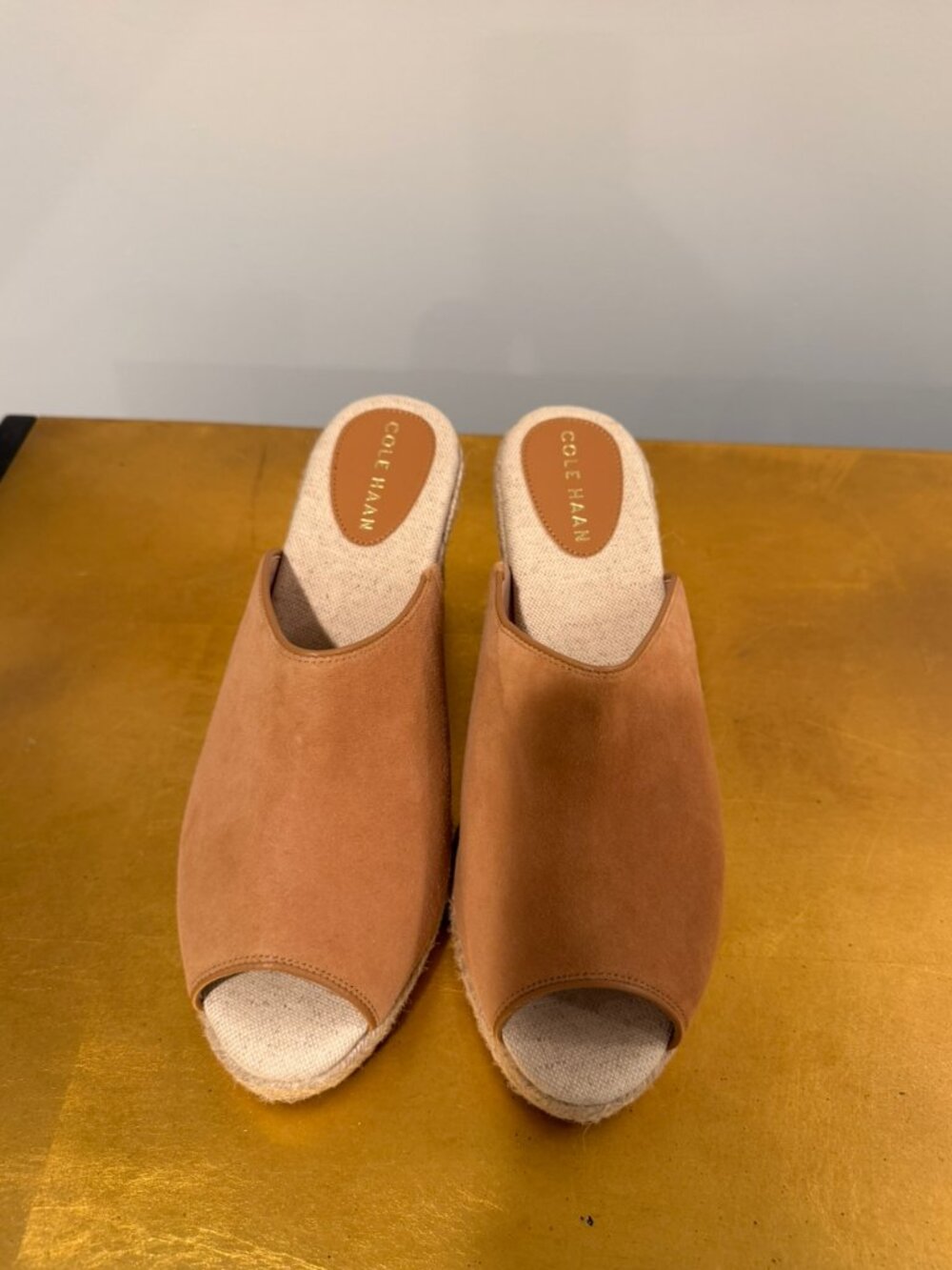 Cole Haan Cloudfeel Southcrest Tan Suede Espadrille Wedges